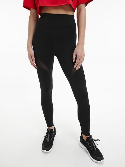 Calvin Klein Ruhák HU424315 | Calvin Klein 7/8 Mesh Panel Gym Női Leggings Fekete